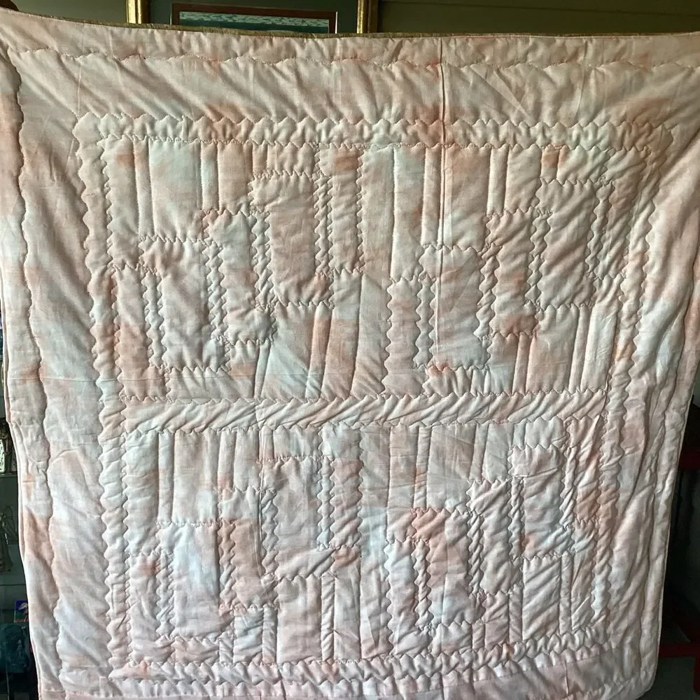 NWT. Hand Crafted Quilt in Pumpkin, Apricot, Browns and Golds